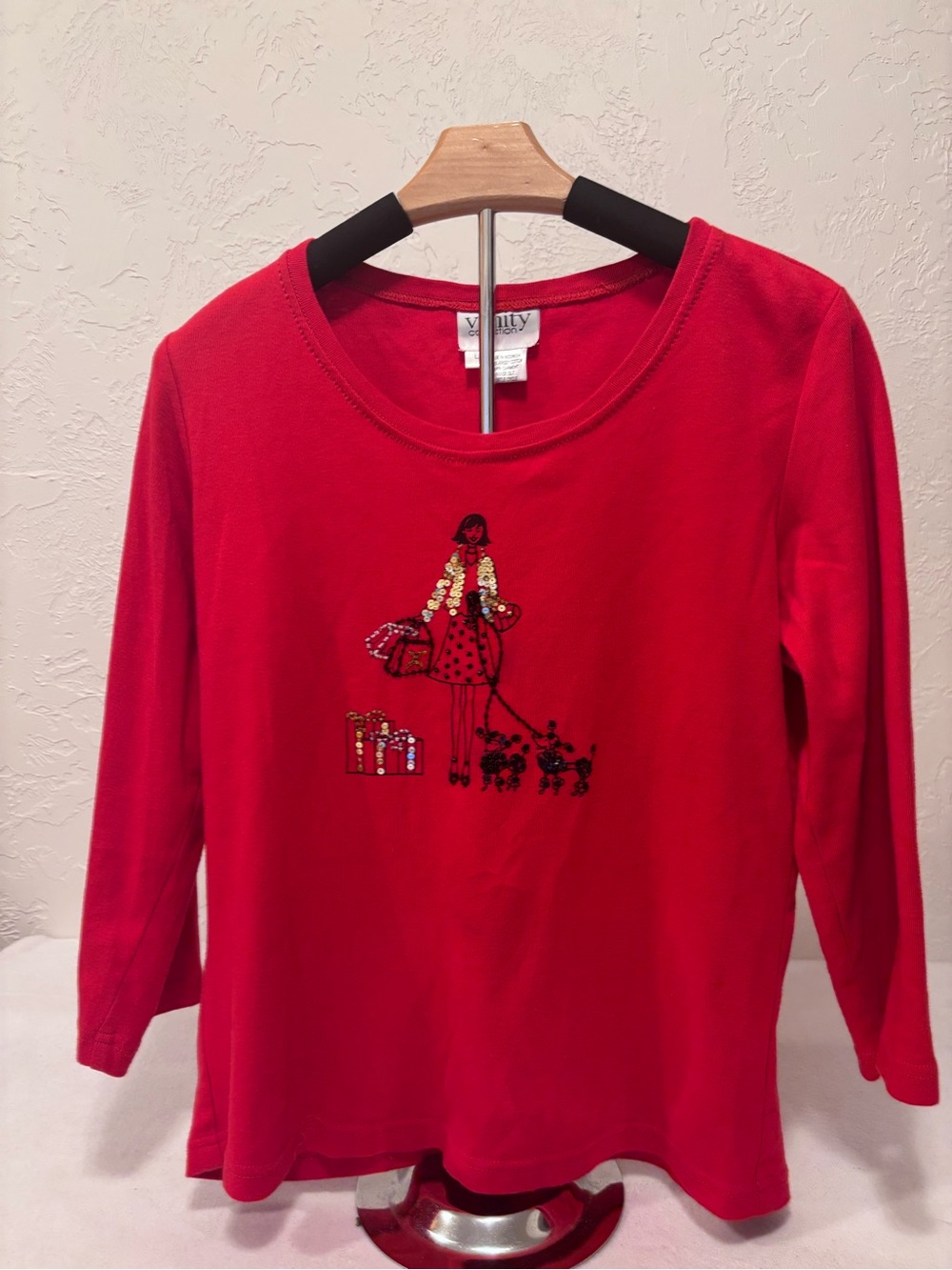 Vanity Collection Red Beaded Poodle Top – Large